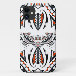 Detailed tribal maori polynesian orange pattern iPhone 11 case