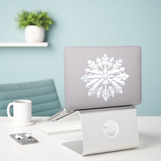 Detailed White Snowflake Design (Laptop On Desk)