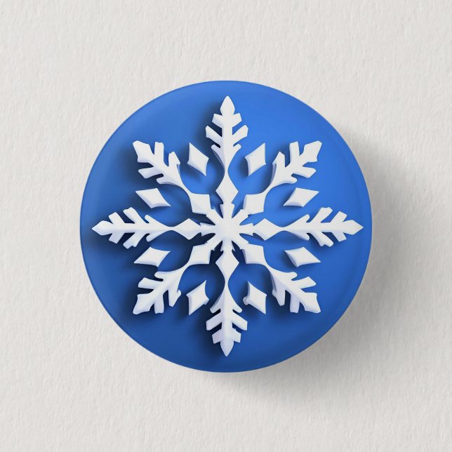 Detailed White Snowflake Design 3 Cm Round Badge (Front)