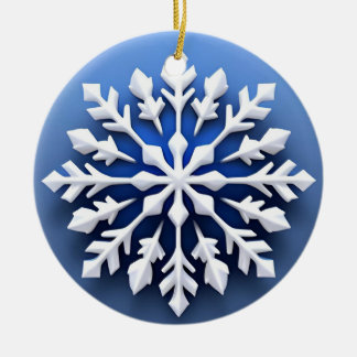 Detailed White Snowflake Design Ceramic Ornament
