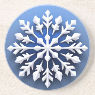 Detailed White Snowflake Design Coaster