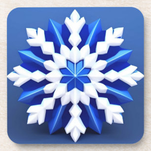 Detailed White Snowflake Design Coaster