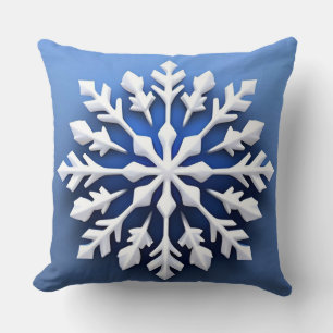 Detailed White Snowflake Design Cushion