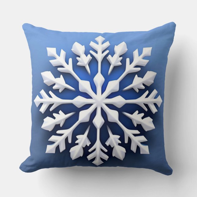 Detailed White Snowflake Design Cushion (Front)