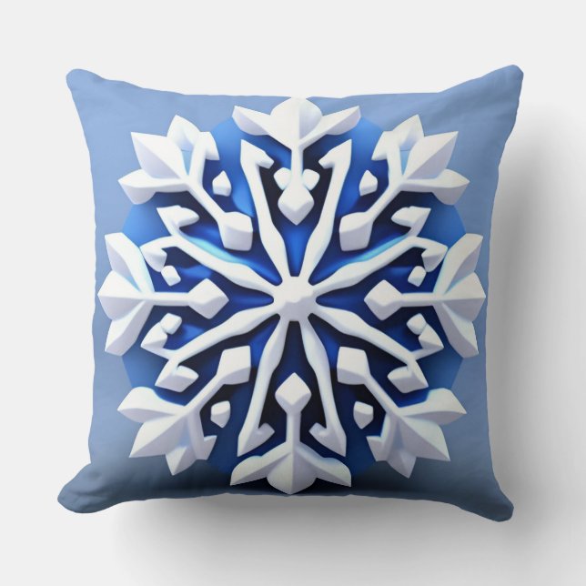Detailed White Snowflake Design Cushion (Front)
