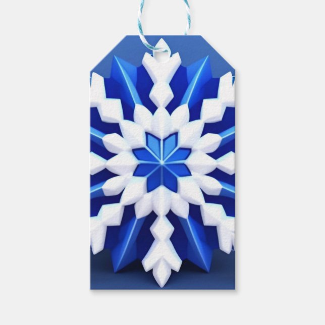 Detailed White Snowflake Design Gift Tags (Front)