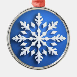 Detailed White Snowflake Design Metal Ornament