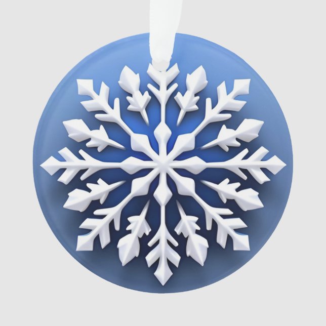 Detailed White Snowflake Design Ornament (Front)