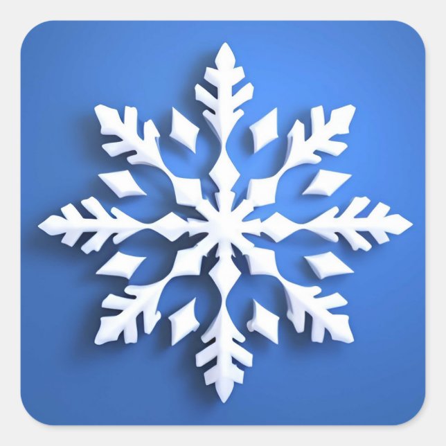 Detailed White Snowflake Design Square Sticker (Front)