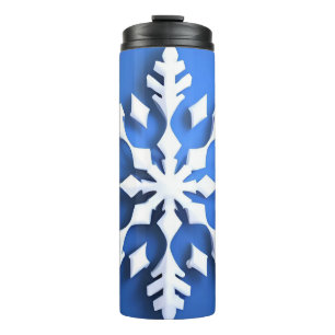 Detailed White Snowflake Design Thermal Tumbler