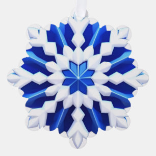 Detailed White Snowflake Design Tree Decoration Card