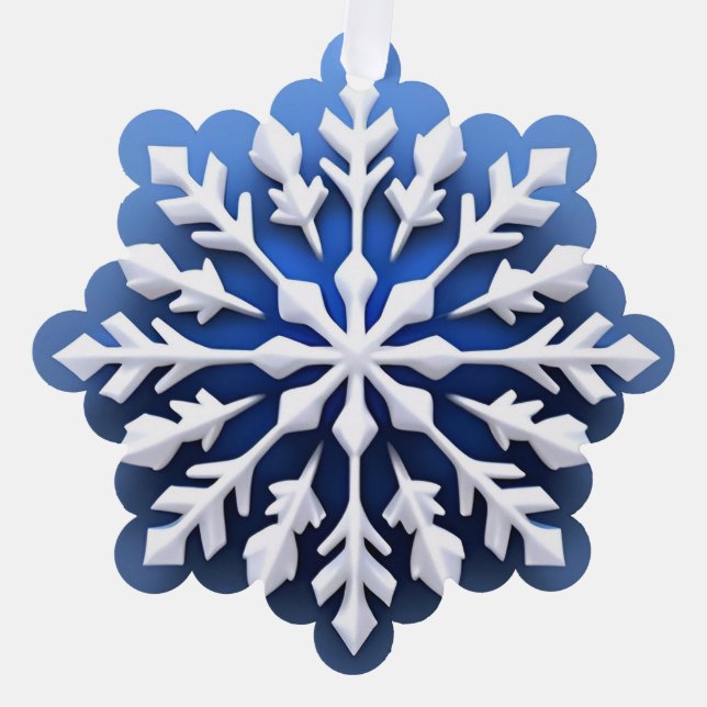 Detailed White Snowflake Design Tree Decoration Card (Front)