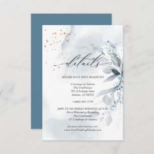 Details 3 Elegant Dusty Blue Watercolor Foliage Invitation