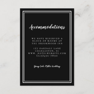 Details Accommodations Simple Black White Wedding Enclosure Card