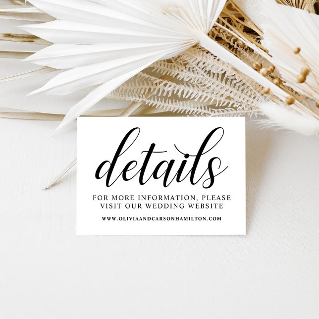 Details Black and White Calligraphy Wedding Enclosure Card (Creator Uploaded)
