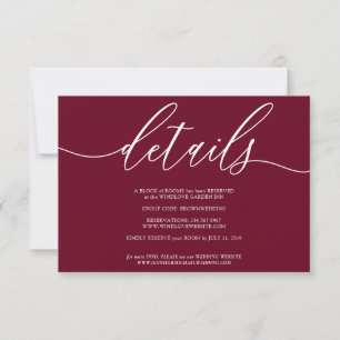 Details Burgundy Simple RSVP Card