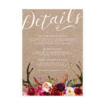DETAILS CARD | Elegant Floral Boho Rustic Antlers