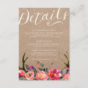 DETAILS CARD Elegant Floral Rustic Spring Antler