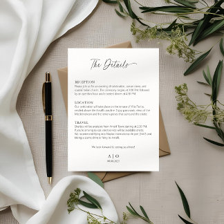 Details Card for Wedding Invitation Minimalist