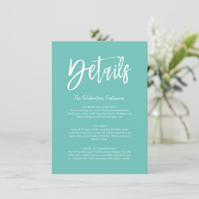 Details Card | Mint Green Script (Standing Front)