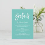 Details Card | Mint Green Script<br><div class="desc">A minimal Mint Green and white style wedding details card with a front and backside to add as many details as you need for your wedding guest.</div>