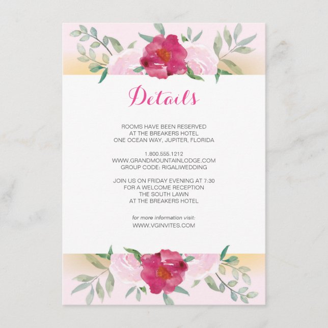 Details Card Pink Flowers & Stripes (Front)