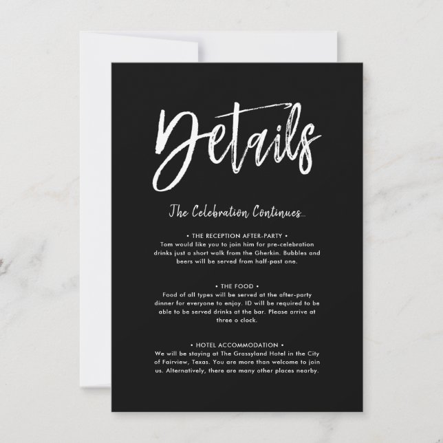 Details Card | Solid Black Script (Front)