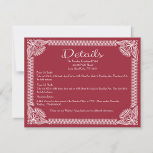 Details Directions RSVP Burgundy & White Floral Card