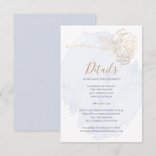 DETAILS   Dusty Blue Watercolor Gold Rose Invitation