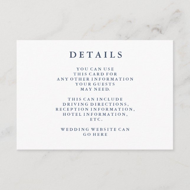 Details | Dusty Navy Blue Wedding Details Card (Front)