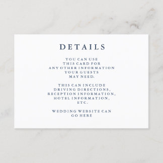 Details | Dusty Navy Blue Wedding Details Card