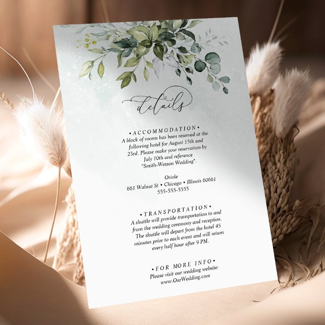 Details Greenery Minimalist Script Wedding Enclosure Card (Creator Uploaded)