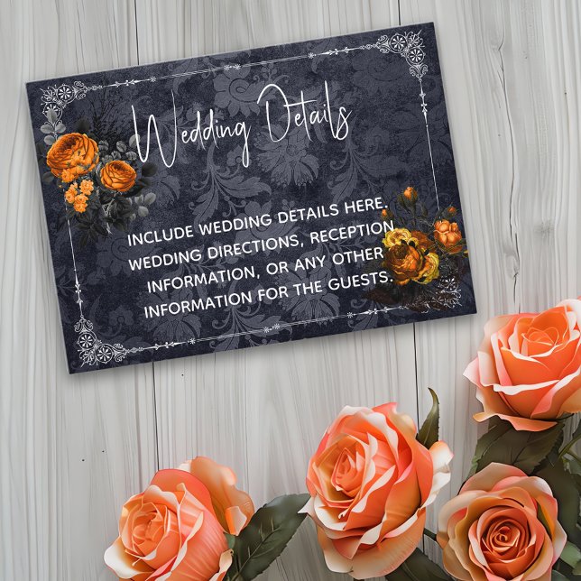 Details Halloween Wedding Orange Rose Enclosure Card (Creator Uploaded)