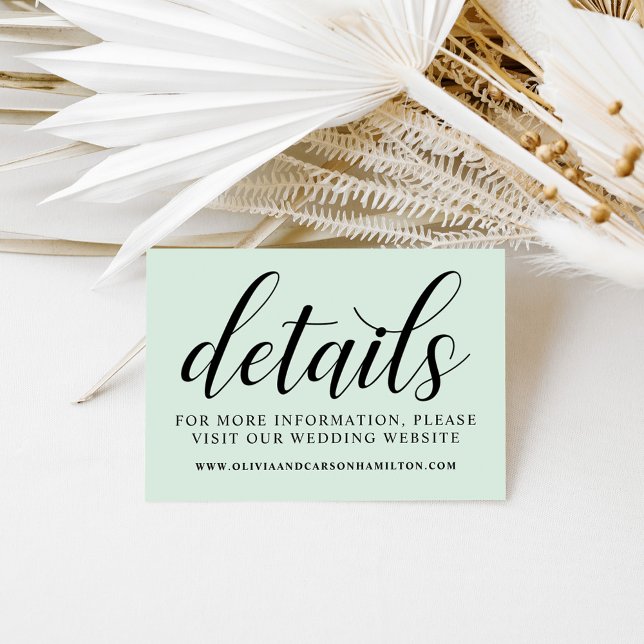 Details Mint Green Calligraphy Wedding Enclosure Card (Creator Uploaded)