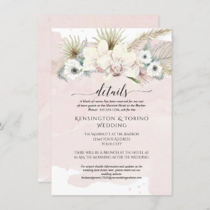 Details Modern Simple Pink White Floral Wedding Invitation