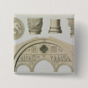 Details of a sculptured arch and columns from St. 15 Cm Square Badge