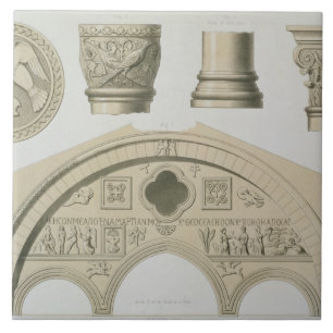 Details of a sculptured arch and columns from St. Ceramic Tile