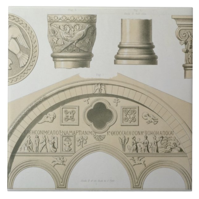 Details of a sculptured arch and columns from St. Ceramic Tile (Front)
