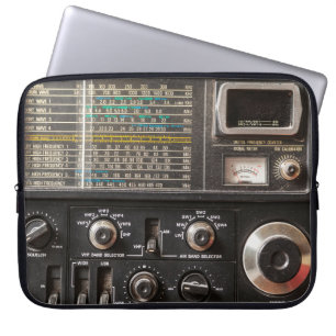 Details of an old am radio receiver laptop sleeve