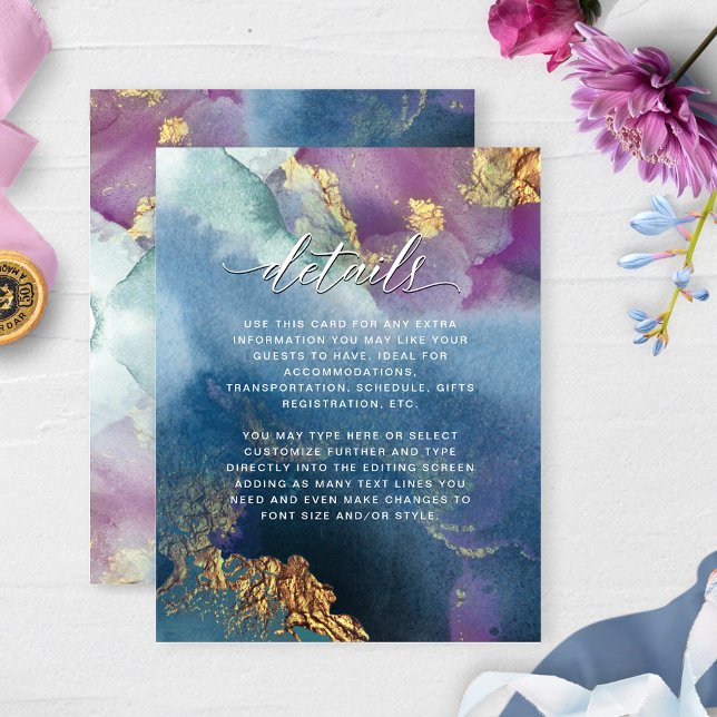 Details, Purple, Teal and Blue Full Watercolor Enclosure Card (Creator Uploaded)