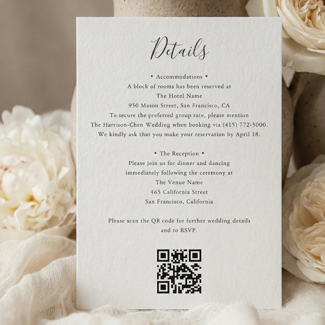 Details QR Code RSVP Wedding  Enclosure Card (Creator Uploaded)