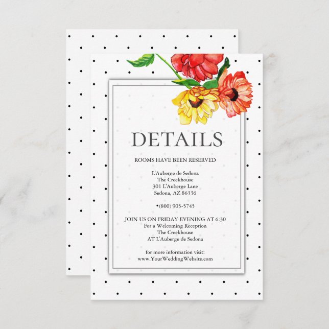 DETAILS | Red and Yellow Floral Spray Invitation (Front/Back)
