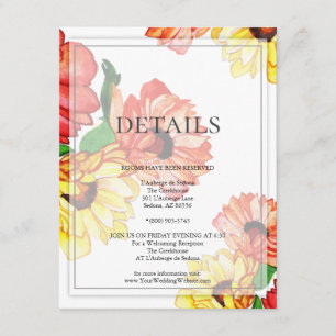 DETAILS   Red and Yellow Watercolor Daisies Enclosure Card