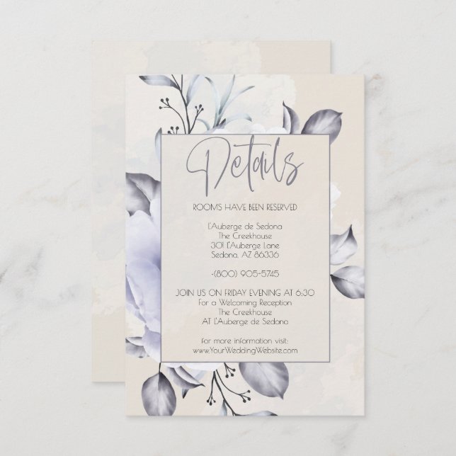 Details - Rustic Lilac and Alabaster Peony Floral Invitation (Front/Back)
