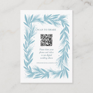 Details/Scan to Share Winter Wreath Wedding Enclosure Card