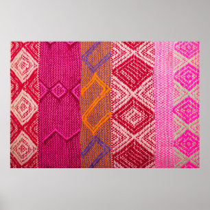 Details shot of indian fabric with colourful patte poster