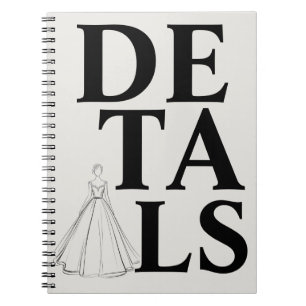 "DETAILS" Typography Modern & Confident Wedding Notebook