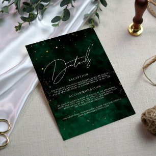 Details Wedding Dark Green Magical Gold Black Enclosure Card