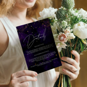 Details Wedding Dark Purple Magical Gold Black Enclosure Card