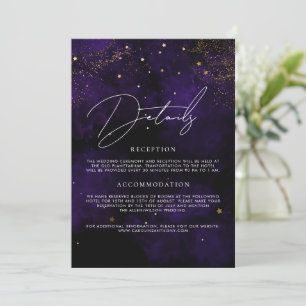 Details Wedding Dark Purple Magical Gold Black Invitation